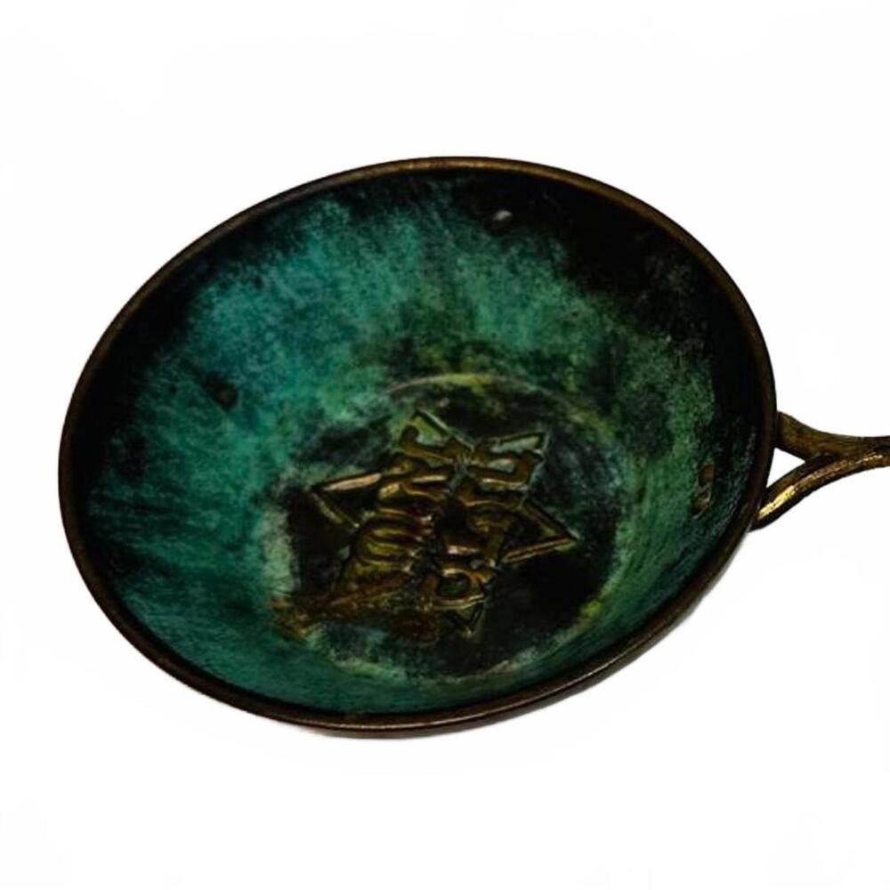 Vintage 50's WIZO's Copper Pan w Brass Handle Hebrew Text and Star of David. - Picture 7 of 8